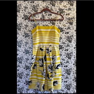 JESSICA HOWARD. VINTAGE YELLOW STRIPPED FLOWER DRESS.